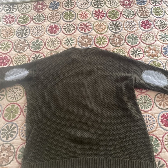 Urban Outfitters BDG Cable Knit Elbow Patch Crewneck Sweater XS Olive Green - Picture 3 of 6